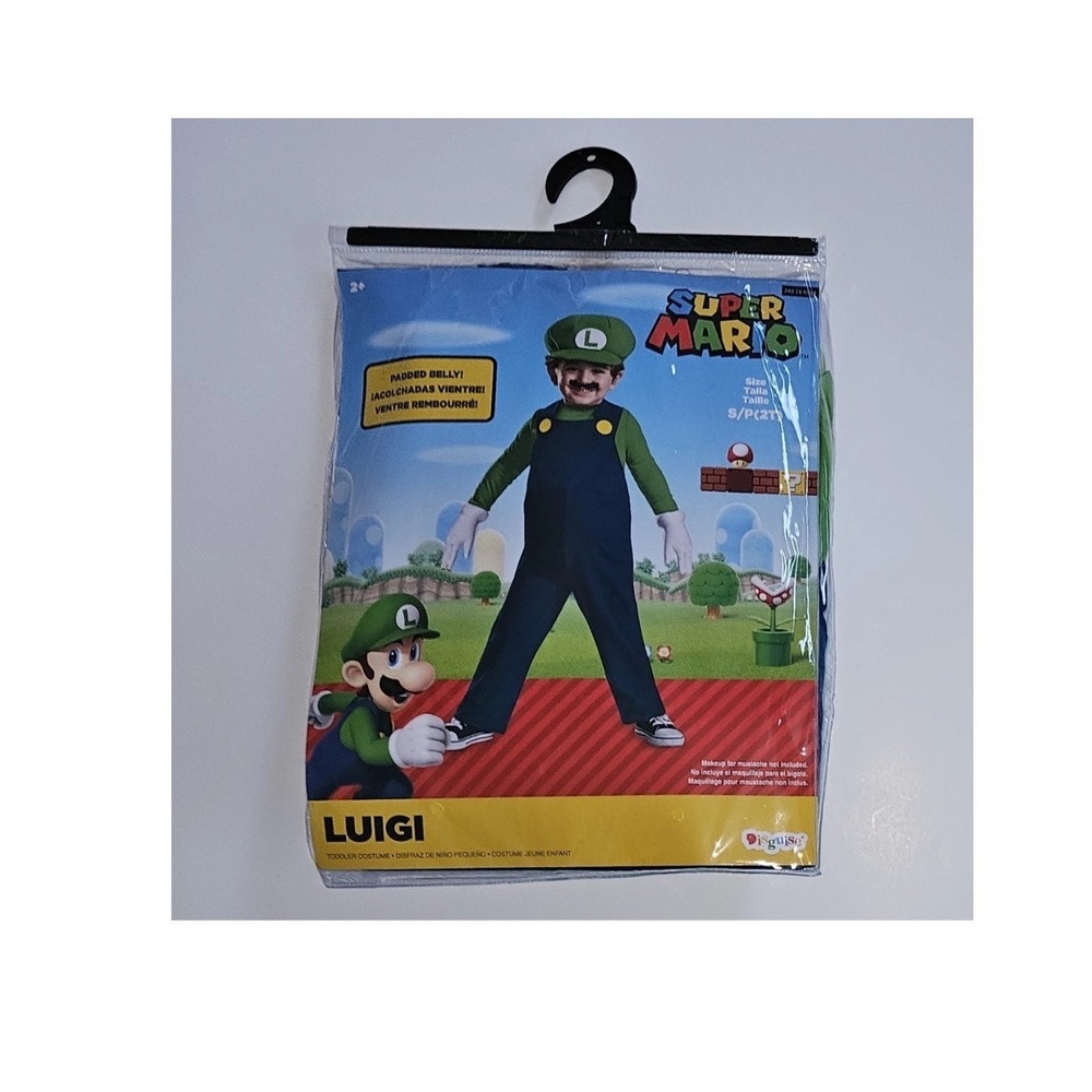 Disguise Luigi Costume Padded Belly Toddler 2T Green Super Mario Nintendo Outfit